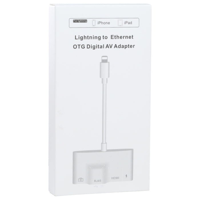 4 en 1 8 pines macho a 8 pines de alimentación + RJ45 Ethernet + HDMI + USB Cámara hembra OTG Adaptador AV digital