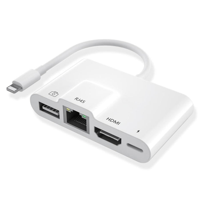 4 en 1 8 pines macho a 8 pines de alimentación + RJ45 Ethernet + HDMI + USB Cámara hembra OTG Adaptador AV digital