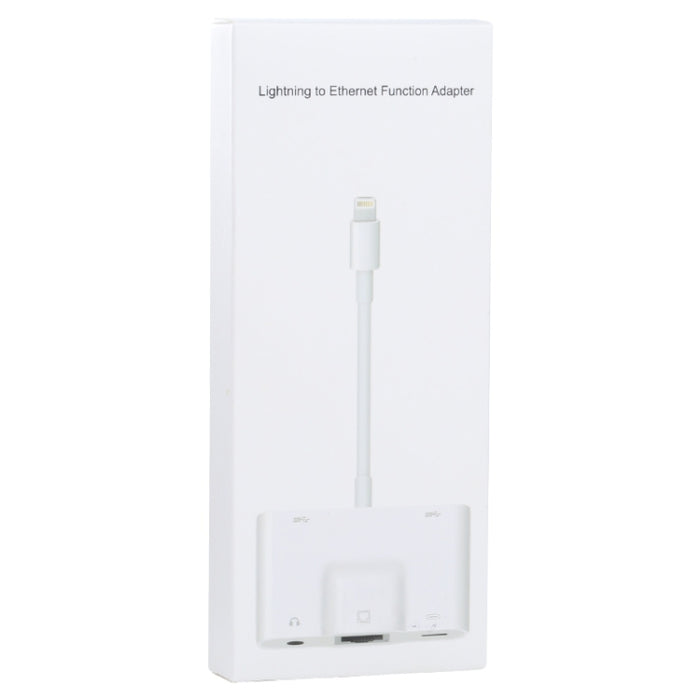 NK-1033 5 en 1 Macho de 8 pines a USB dual + AUX de 3,5 mm + Ethernet + Adaptador hembra de alimentación de 8 pines