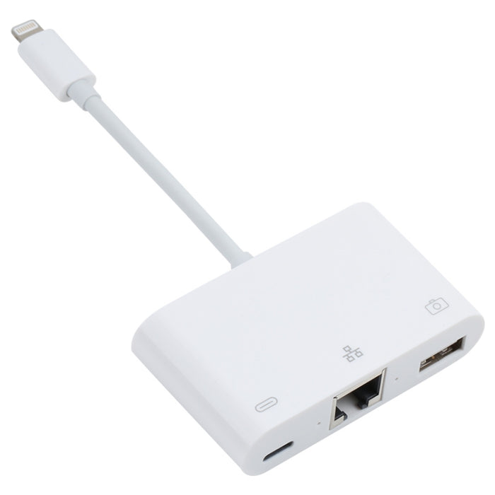 NK-107 3 en 1 8 pines macho a USB + 1000M Ethernet + adaptador hembra de alimentación de 8 pines