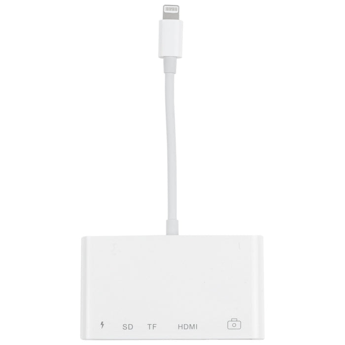 5 en 1 8 pines macho a USB + HDMI + ranura para tarjeta TF / SD + adaptador AV digital OTG hembra de 8 pines