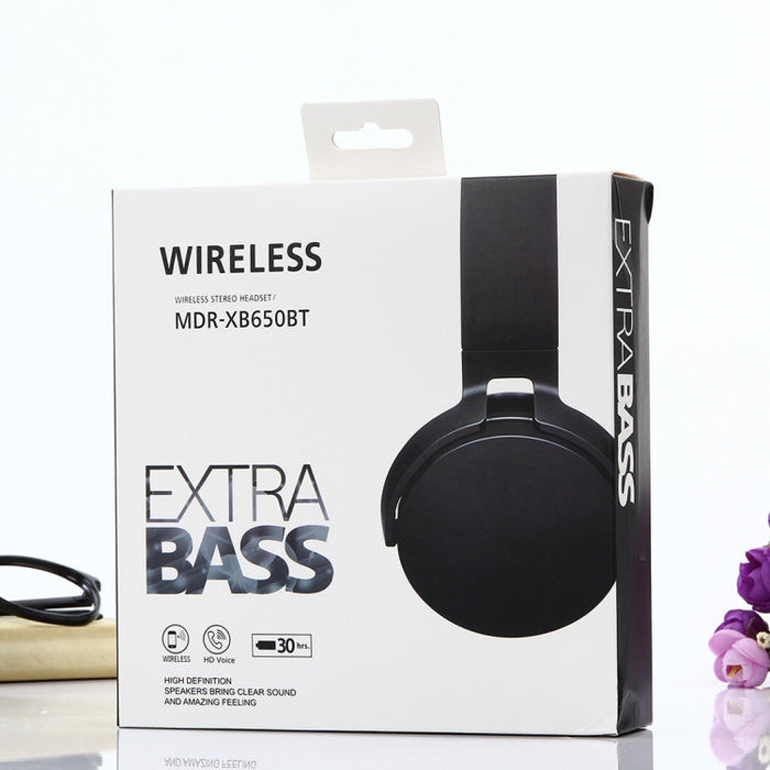 MDR-XB650BT Auriculares inalámbricos Bluetooth estéreo plegables con diadema, compatibles con entrada de audio de 3,5 mm y llamadas manos libres