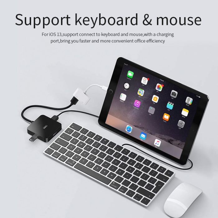 Adaptador de lector de cámara con cable de carga de datos de 11 cm y 8 pines macho a USB y 8 pines, sistema de soporte superior a iOS 9.2