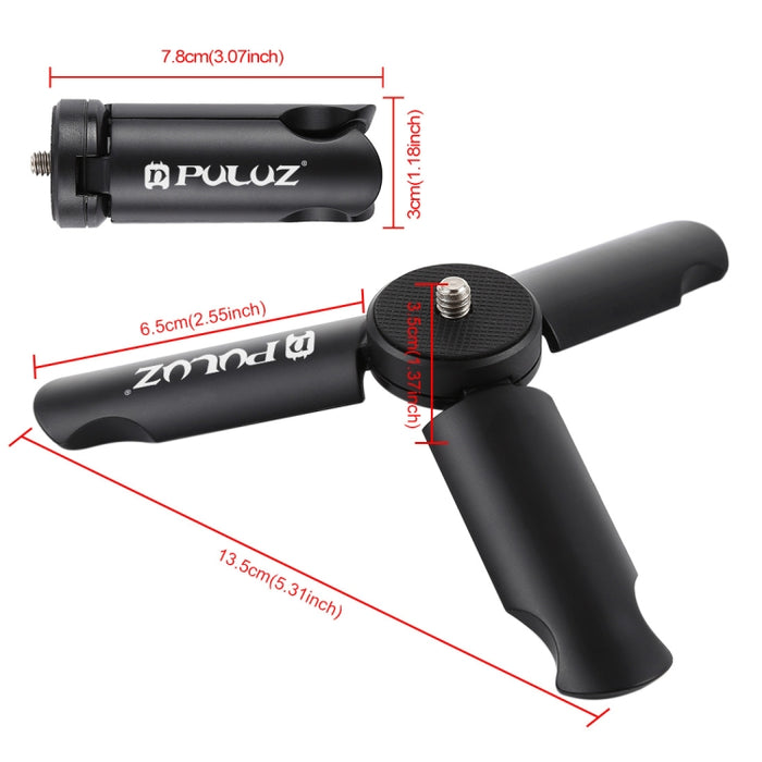 Trípode de plástico plegable PULUZ + soporte de abrazadera de aleación de aluminio con zapata fría para iPhone, Galaxy, Huawei, Xiaomi, Sony, HTC, Google y otros teléfonos inteligentes