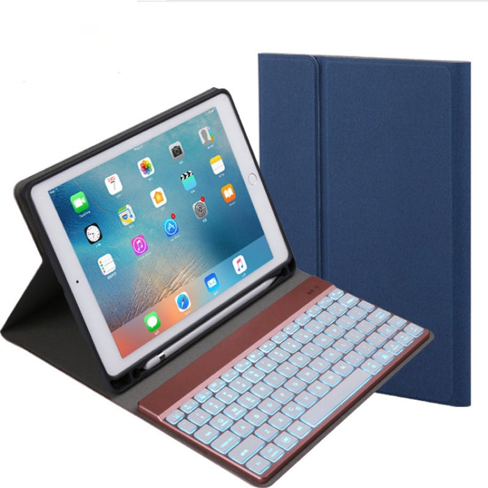 Teclado Bluetooth desmontable 508A + Funda de cuero con tapa horizontal para tableta con soporte y retroiluminación colorida para iPad Pro de 9,7 pulgadas, iPad Air, iPad Air 2, iPad de 9,7 pulgadas (2017), iPad de 9,7 pulgadas (2018)