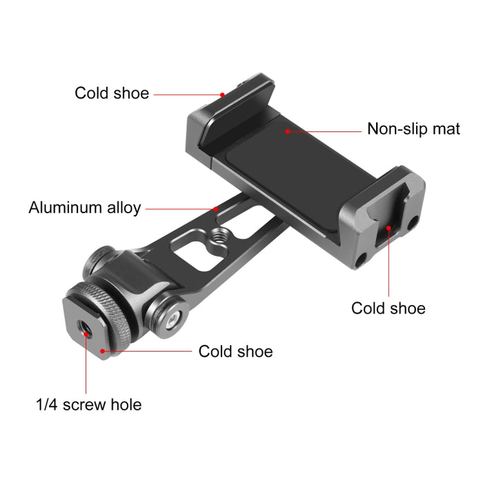 PULUZ Z-axis 360 Rotación Zapatos fríos Soporte de abrazadera de teléfono de aleación de aluminio