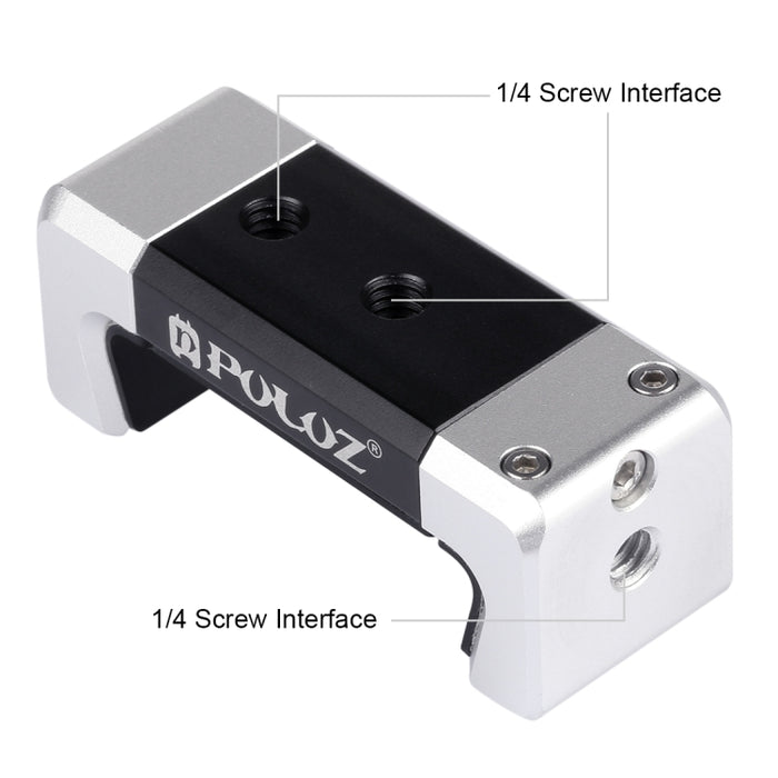 Soporte de abrazadera de aleación de aluminio para teléfono universal PULUZ con zapata fría para iPhone, Galaxy, Huawei, Xiaomi, Sony, HTC, Google y otros teléfonos inteligentes