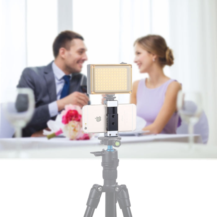 Soporte de abrazadera de aleación de aluminio para teléfono universal PULUZ con zapata fría para iPhone, Galaxy, Huawei, Xiaomi, Sony, HTC, Google y otros teléfonos inteligentes