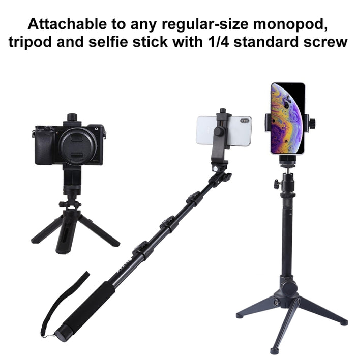 PULUZ Soporte de abrazadera para teléfono con disparo vertical horizontal universal giratorio de 360 grados para iPhone, Galaxy, Huawei, Xiaomi, Sony, HTC, Google y otros teléfonos inteligentes