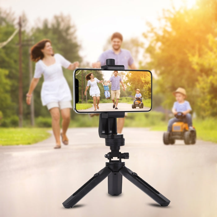 PULUZ Soporte de abrazadera para teléfono con disparo vertical horizontal universal giratorio de 360 grados para iPhone, Galaxy, Huawei, Xiaomi, Sony, HTC, Google y otros teléfonos inteligentes
