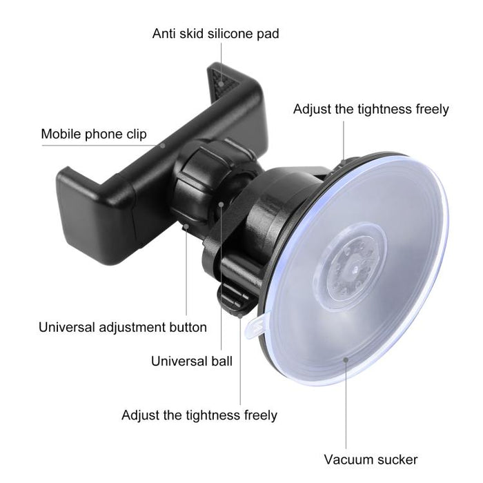 Soporte de abrazadera con ventosa giratoria PULUZ de 360 grados para iPhone, Galaxy, Huawei, Xiaomi, Sony, HTC, Google y otros teléfonos inteligentes