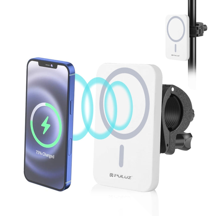 PULUZ 15W Cargador inalámbrico magnético Qi Vlogging Soporte de abrazadera para teléfono