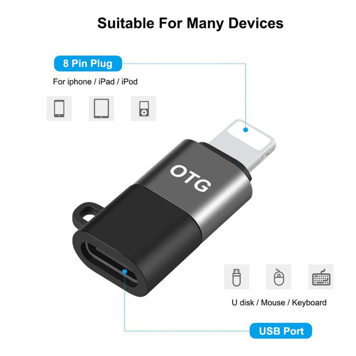 Adaptador PULUZ de 8 pines a USB-C / Type-C PD OTG, 8 Pin OTG Adapter