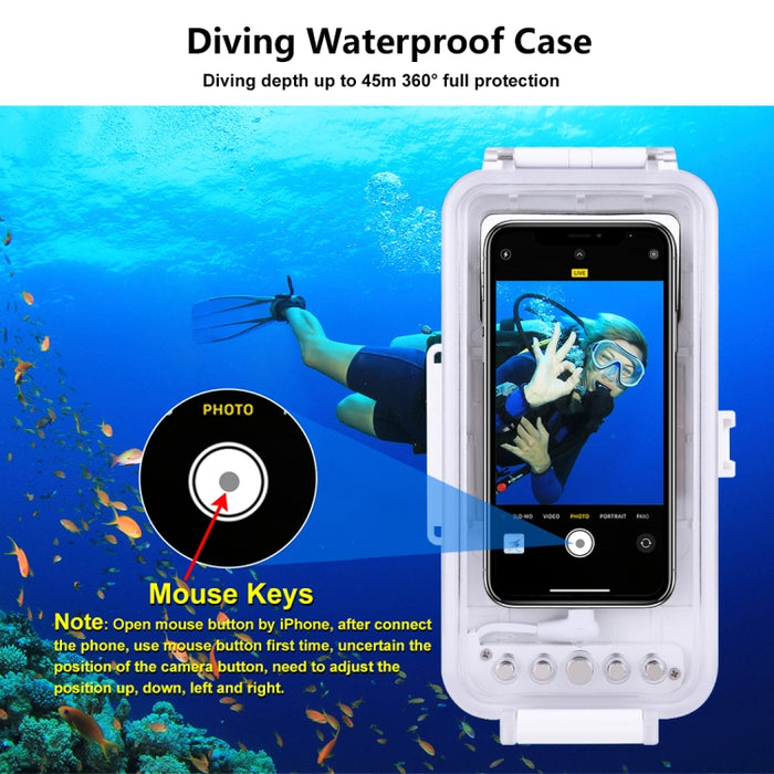 Carcasa de buceo impermeable PULUZ 45 m/147 pies para iPhone