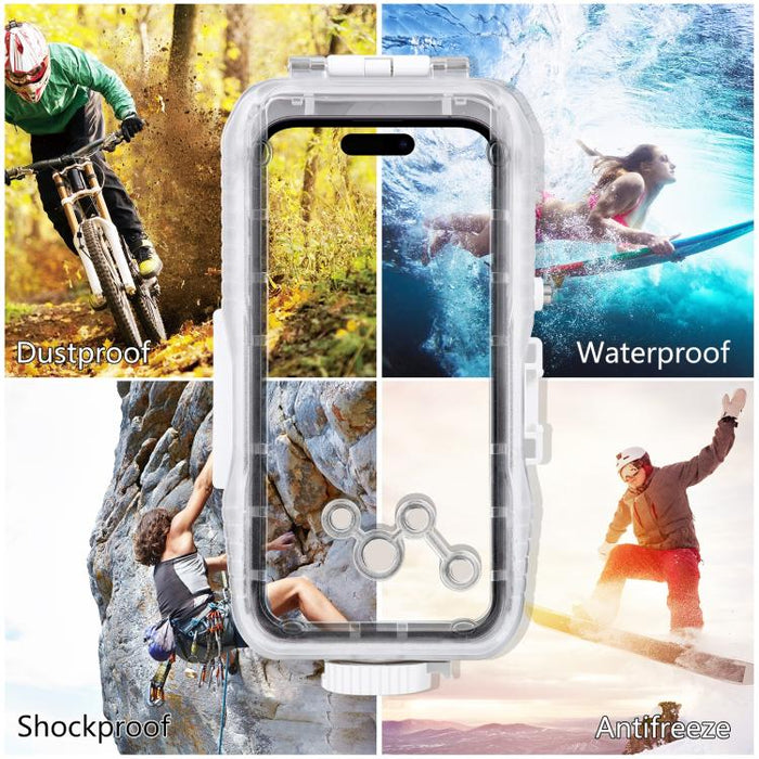 PULUZ Estuche de buceo impermeable de 40 m / 130 pies para iPhone 14 Plus / 14 Pro Max / 13 Pro Max / 12 Pro Max / 11 Pro Max, con válvula unidireccional para tomar fotografías y videos cubierta de carcasa subacuática