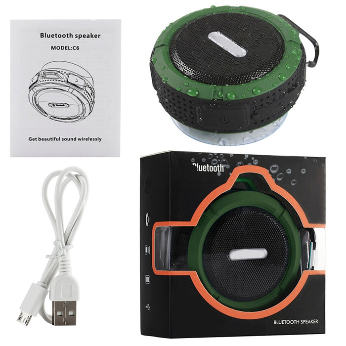Altavoz Bluetooth impermeable para exteriores C6 con succión, compatible con llamadas manos libres
