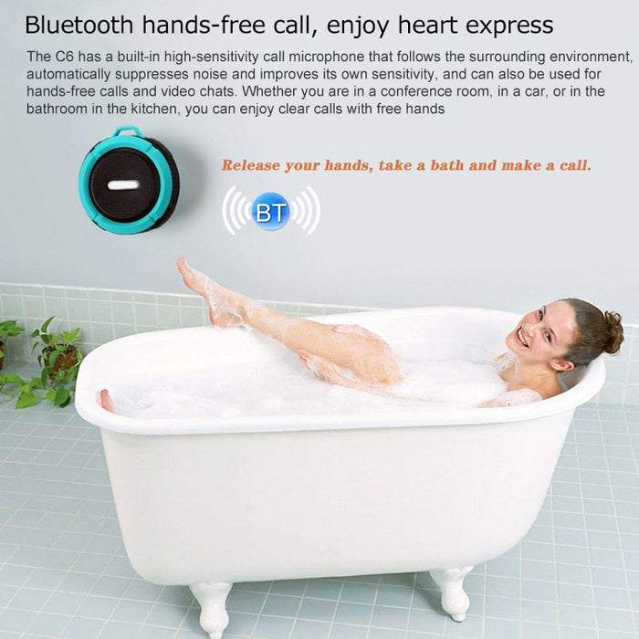 Altavoz Bluetooth impermeable para exteriores C6 con succión, compatible con llamadas manos libres
