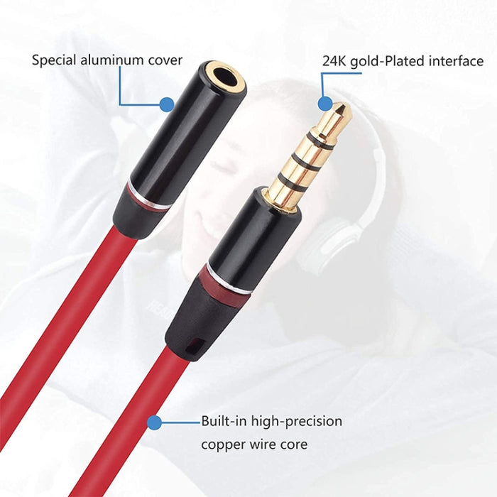 Cable de audio auxiliar de 1,2 m de 3,5 mm macho a hembra, compatible con teléfonos, tabletas, auriculares, reproductor de MP3, estéreo para automóvil/hogar y más