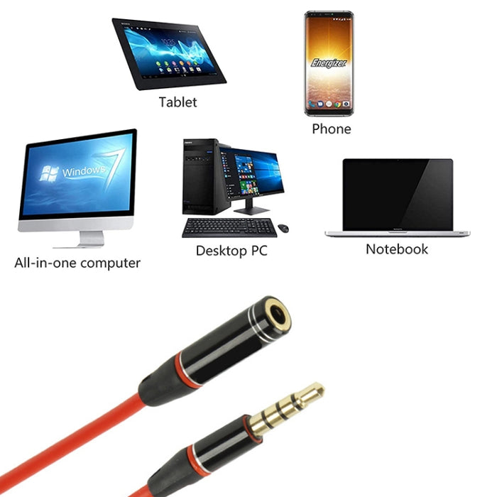 Cable de audio auxiliar de 1,2 m de 3,5 mm macho a hembra, compatible con teléfonos, tabletas, auriculares, reproductor de MP3, estéreo para automóvil/hogar y más