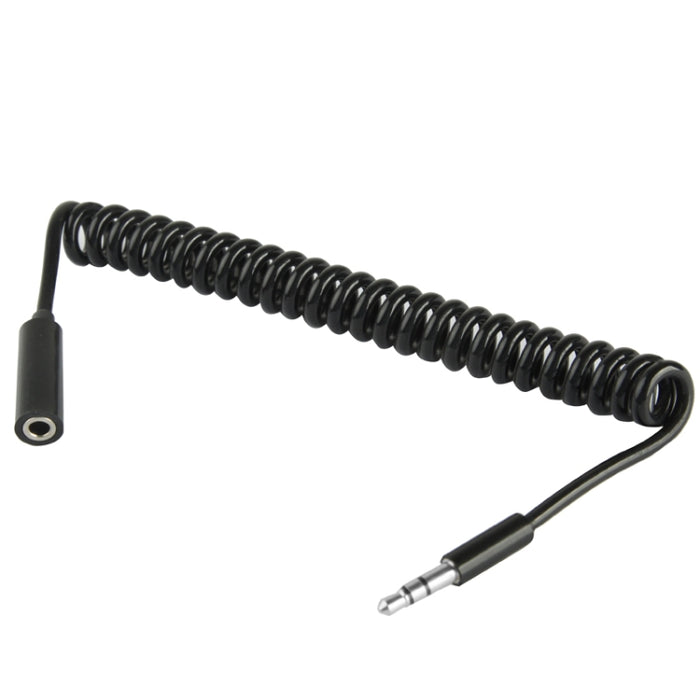 Cable auxiliar macho a hembra de 3,5 mm en espiral con resorte, compatible con teléfonos, tabletas, auriculares, reproductor MP3, estéreo para automóvil/hogar y más, longitud: 20 cm hasta 80 cm