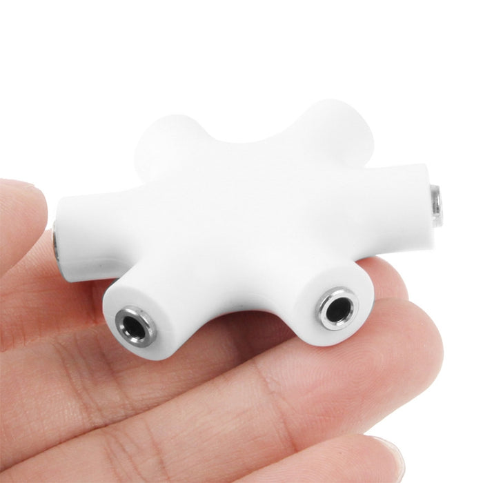 Conector de auriculares divisor de audio de 6 puertos, compatible con teléfonos, tabletas, auriculares, reproductor de MP3, estéreo para automóvil/hogar y más,