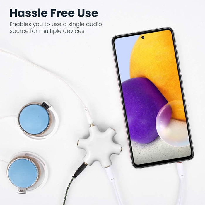 Conector de auriculares divisor de audio de 6 puertos, compatible con teléfonos, tabletas, auriculares, reproductor de MP3, estéreo para automóvil/hogar y más,