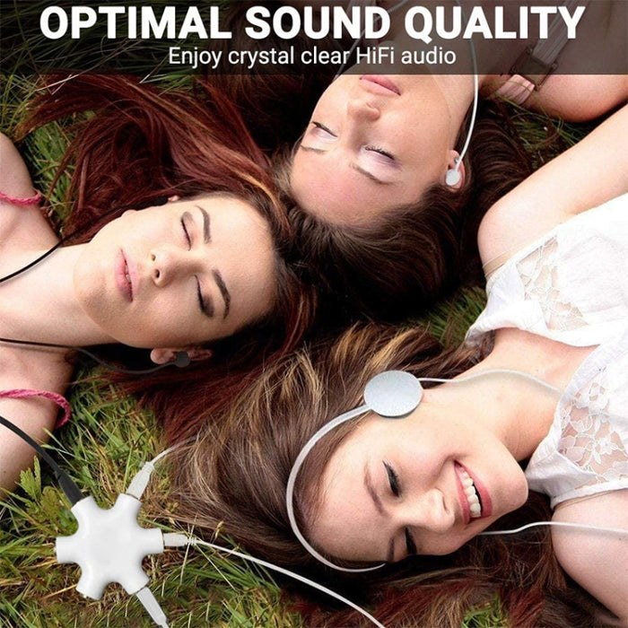 Conector de auriculares divisor de audio de 6 puertos, compatible con teléfonos, tabletas, auriculares, reproductor de MP3, estéreo para automóvil/hogar y más,
