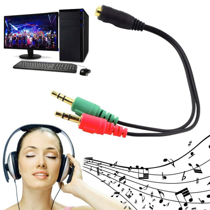 Micrófono con conector de 17 cm y 3,5 mm + cable para auriculares, compatible con teléfonos, tabletas, auriculares, reproductor de MP3, estéreo para automóvil/hogar y más
