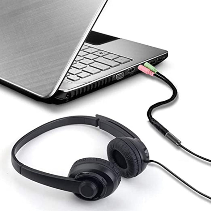 Micrófono con conector de 17 cm y 3,5 mm + cable para auriculares, compatible con teléfonos, tabletas, auriculares, reproductor de MP3, estéreo para automóvil/hogar y más