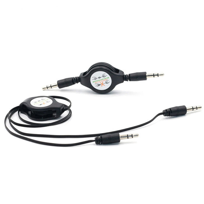 Cable de audio auxiliar retráctil de 3,5 mm, compatible con teléfonos, tabletas, auriculares, reproductor de MP3, estéreo para automóvil/hogar y más, longitud: 11 cm a 80 cm