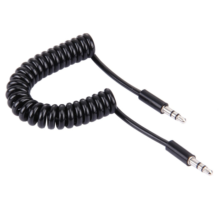 Cable auxiliar de 3,5 mm con resorte en espiral, compatible con teléfonos, tabletas, auriculares, reproductor de MP3, estéreo para automóvil/hogar y más, longitud: 15 cm - 170 cm