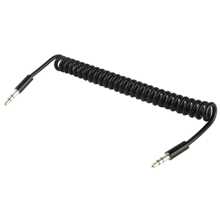 Cable auxiliar de 3,5 mm con resorte en espiral, compatible con teléfonos, tabletas, auriculares, reproductor de MP3, estéreo para automóvil/hogar y más, longitud: de 20 cm a 80 cm
