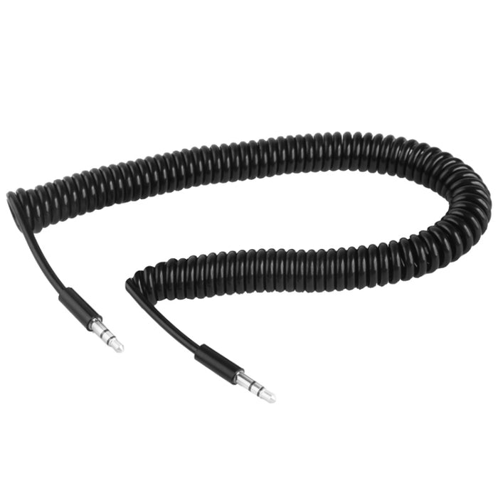 Cable auxiliar de 3,5 mm con resorte en espiral, compatible con teléfonos, tabletas, auriculares, reproductor de MP3, estéreo para automóvil/hogar y más, longitud: 45 cm hasta 200 cm