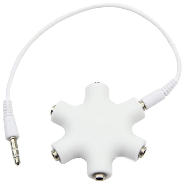 Conector de auriculares divisor de audio de 6 puertos con cable de audio de 3,5 mm, compatible con teléfonos, tabletas, auriculares, reproductor de MP3, estéreo para automóvil/hogar y más