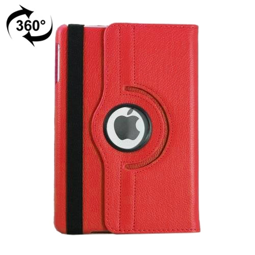 Para iPad 9,7 (2018) y iPad 9,7 (2017) y Air 2 y Air Funda de cuero con textura Litchi con rotación de 360 grados y soporte de 2 engranajes
