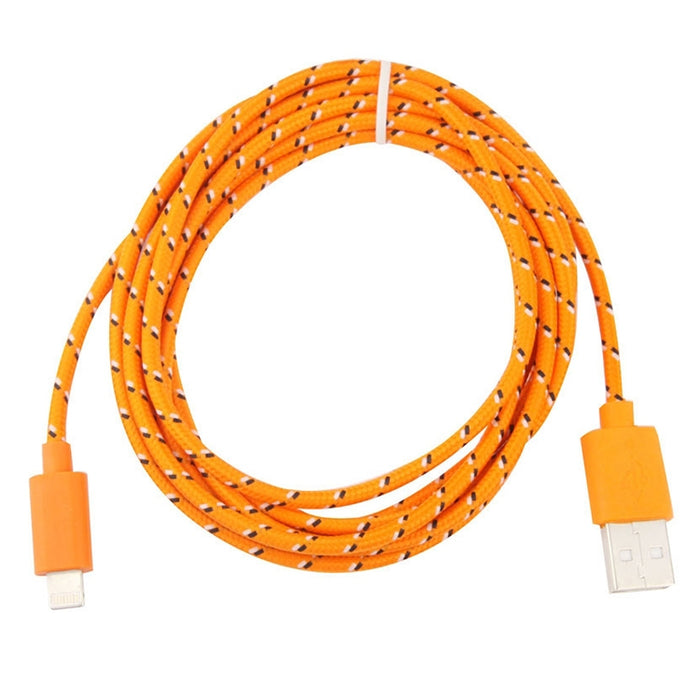 Cable de carga de transferencia de datos de 8 pines, estilo red de nailon, USB, 1m, para iPhone, iPad