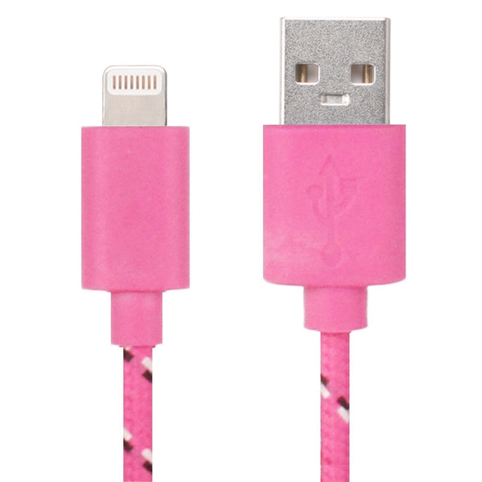 Cable de carga de transferencia de datos de 8 pines, estilo red de nailon, USB, 1m, para iPhone, iPad