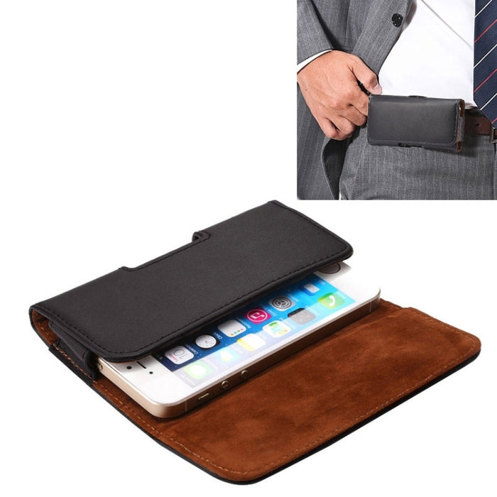 Funda de cuero genuino con tapa vertical con textura Crazy Horse / riñonera con férula trasera para iPhone 4S / 5 / 5S / 5C