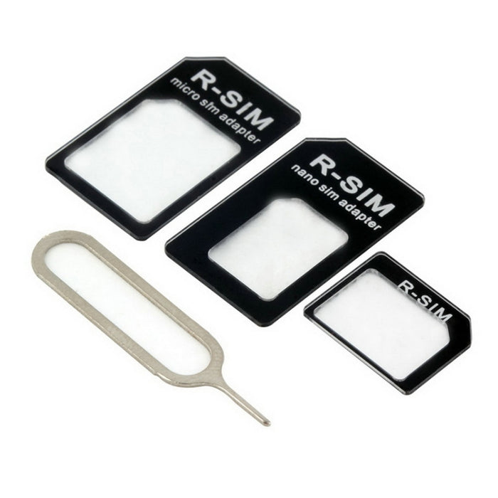 Kit 4 en 1 (Nano SIM a tarjeta Micro SIM + Micro SIM a tarjeta estándar + Nano SIM a tarjeta estándar + Herramienta de llave de expulsión del soporte de la bandeja de la tarjeta SIM) para iPhone 5 / iPhone 4 y 4S