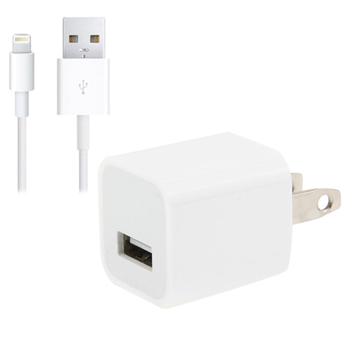 2 en 1 adaptador del cargador de viaje del enchufe de 5V 1A los E.E.U.U. con el cable del perno del 1m 8 para el iPhone