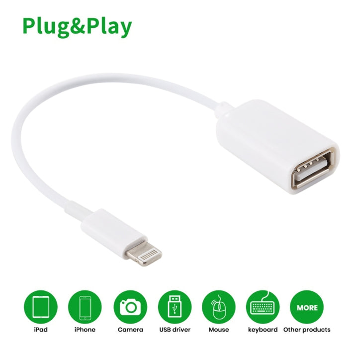 Cable adaptador OTG USB hembra a macho de 8 pines, compatible con iOS 10.2 e inferior, longitud: 18 cm