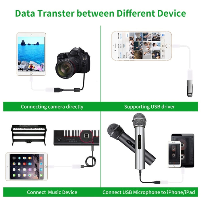 Cable adaptador OTG USB hembra a macho de 8 pines, compatible con iOS 10.2 e inferior, longitud: 18 cm