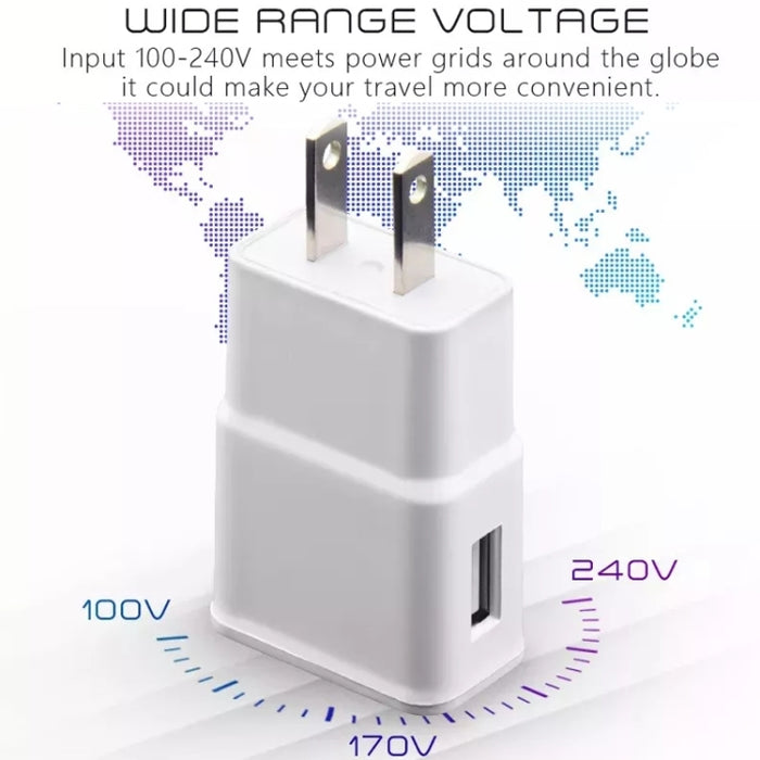 Cable de sincronización del cargador + cargador de viaje con enchufe estadounidense para iPad, iPhone, Galaxy, Huawei, Xiaomi, LG, HTC y otros teléfonos inteligentes, dispositivos recargables