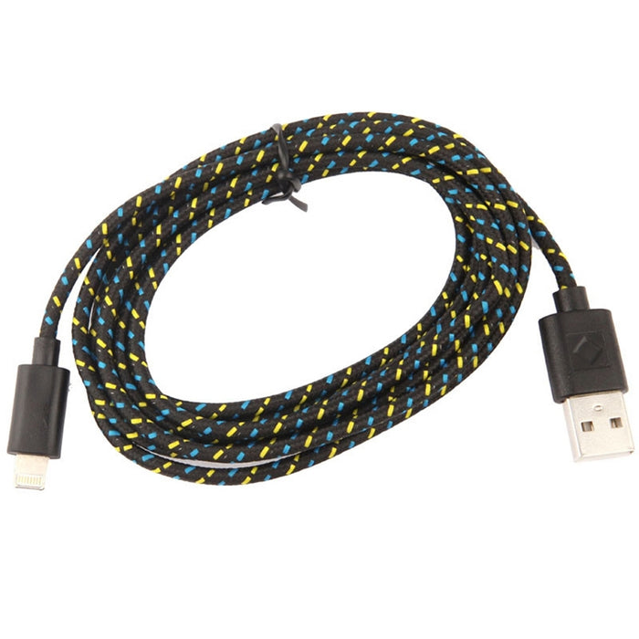 Cable de carga de transferencia de datos USB estilo red de nailon de 3 m para iPhone, iPad