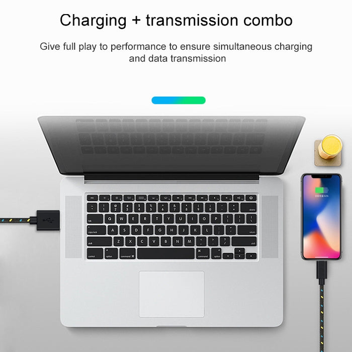 Cable de carga de transferencia de datos USB estilo red de nailon de 3 m para iPhone, iPad