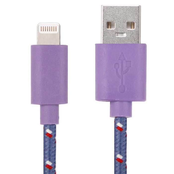 Cable de carga de transferencia de datos USB estilo red de nailon de 3 m para iPhone, iPad