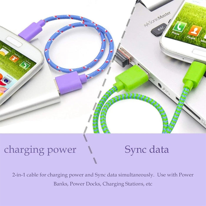 Cable de carga de transferencia de datos USB de red de nailon de 2 m para iPhone, iPad