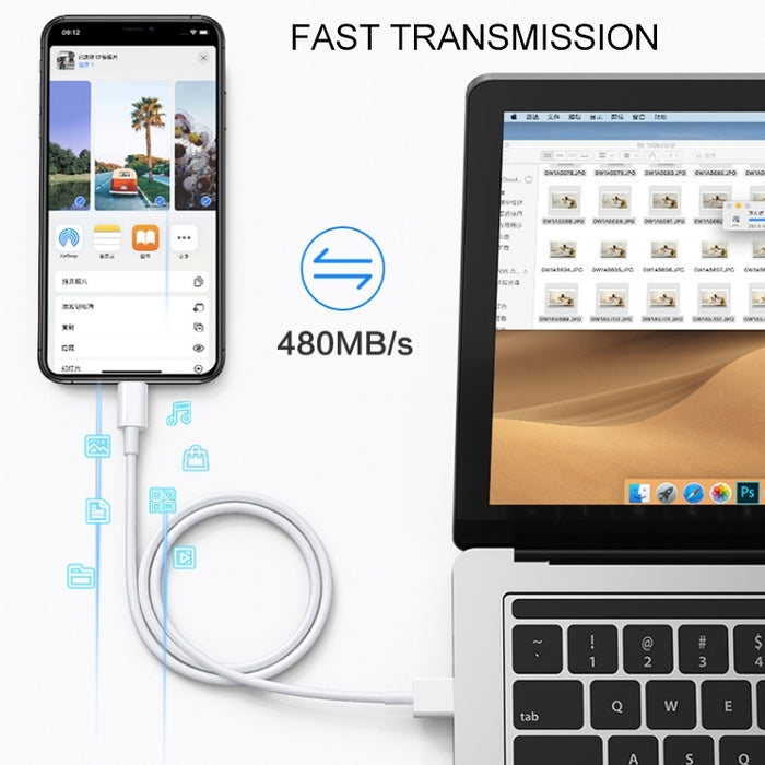 Cable de carga/datos de sincronización USB de alta calidad de 1 m para iPhone, iPad, compatible con hasta iOS 15.5