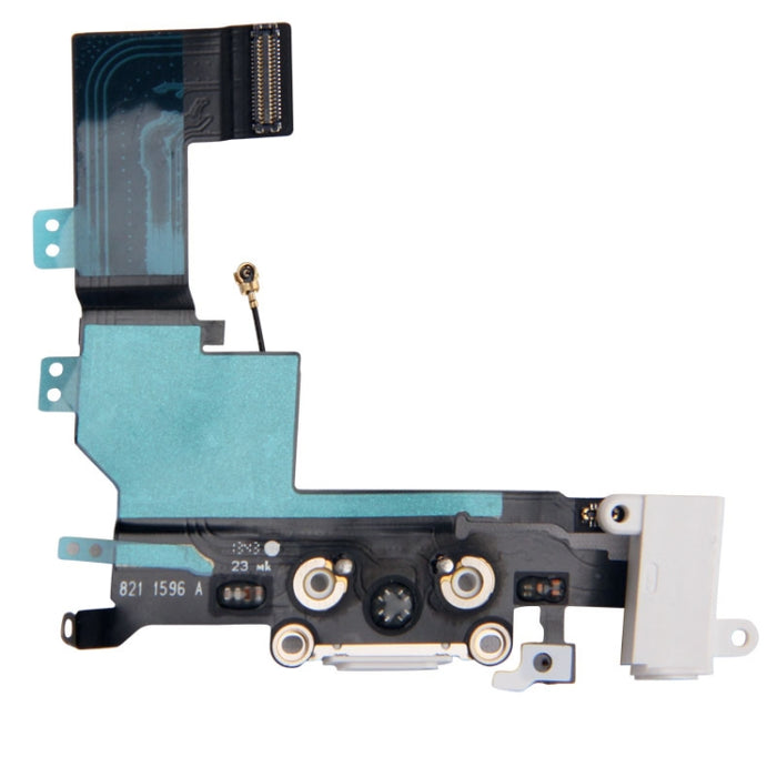 Versión original Conector de cola Cable flexible del cargador + Cable flexible de cinta con conector de audio para auriculares para iPhone 5S, For iPhone 5S