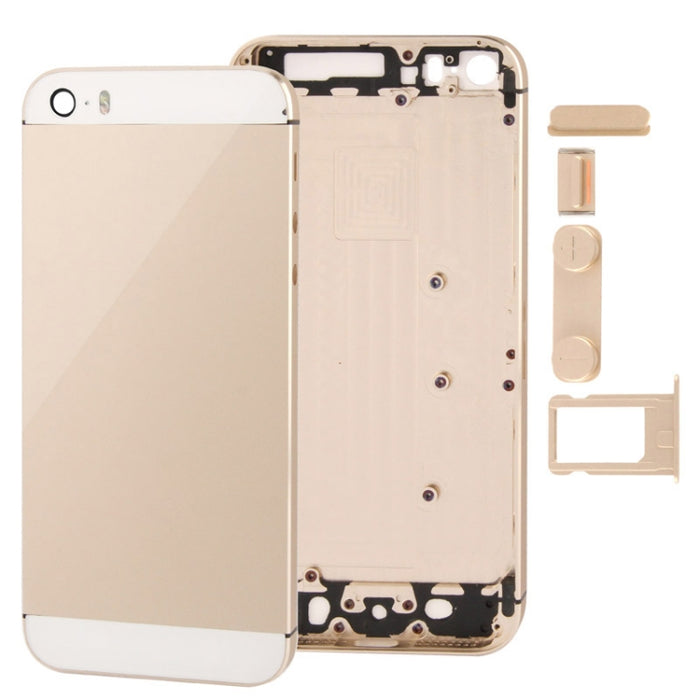 Cubierta trasera de aleación de carcasa completa con botón de silencio + botón de encendido + botón de volumen + bandeja de tarjeta Nano SIM para iPhone 5S, For iPhone 5S